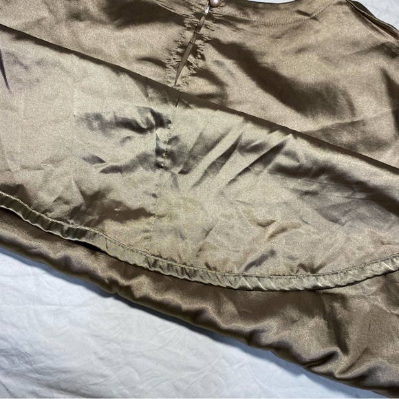 Silky Copper Gold Dress Blouse Oversized Baggy Short Sleeve Shirt Women’s M - Picture 4 of 9